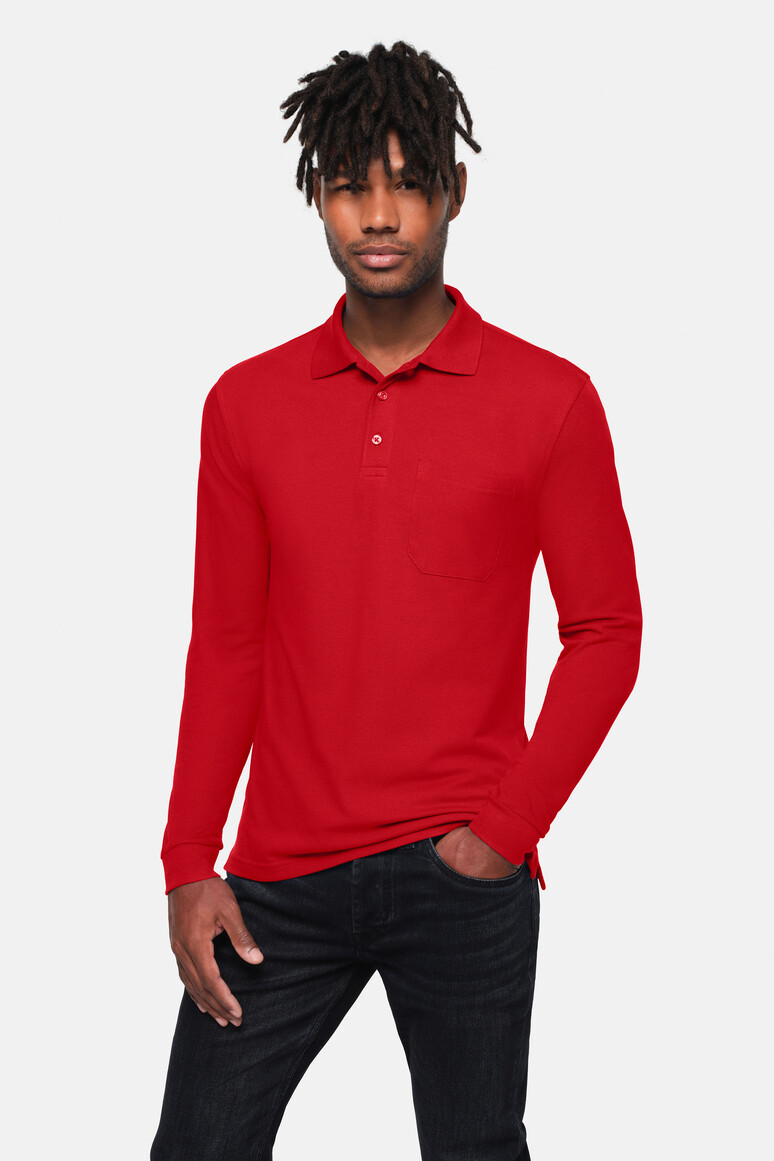 HAKRO - Pocket-Longsleeve-Polo MIKRALINAR® ECO